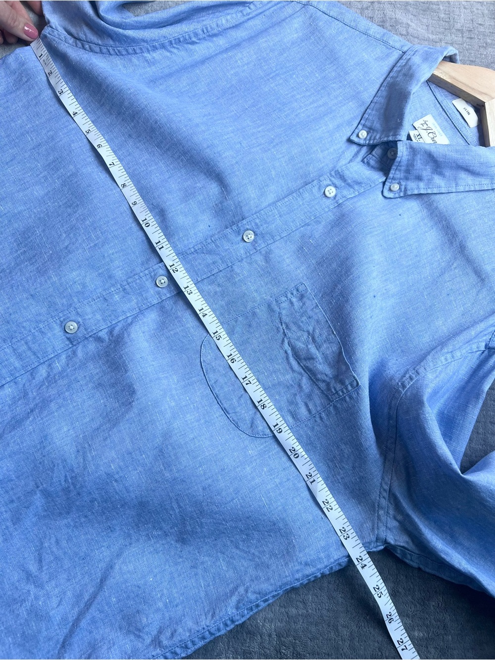 J.Crew Baird McNutt Irish linen Button Down Shirt XL Blue Classic Summer Beach - Picture 11 of 15